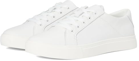 TOMS Women's Kameron Lace Up Sneaker, White Leather, 8