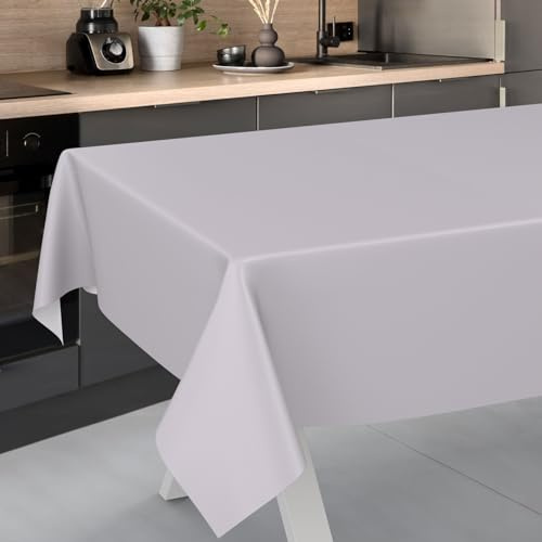 ANRO Nappe de table en toile cirée, lavable, bord coupé, pour table de jardin, pour l'extérieur et l'intérieur - Gris - 160 x 100 cm