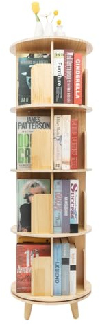 Froulaland 4-stufig Holz 360° drehbar Display stehend Buch Spielzeug bodenstehendes Bücherregal Lagerregal für Erwachsene multifunktionaler Bücherregal Organizer Eck-Display drehbares Bücherregal