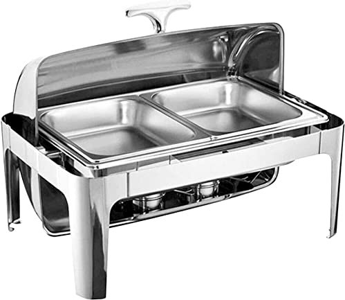 Roll-Top-Chafing Dish, Edelstahl-Speisewärmer, Buffet-Pfanne, Catering-Pfanne, Speisenwärmer, professionelles Set für Catering, Buffet und Party (Größe: 1) (1)