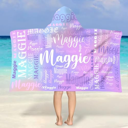 NIBESSER Personalisiertes Strandtuch mit Namen Badetuch Baby Kapuzen Badeponcho Kapuzenhandtuch Kinder Mikrofaser Handtuch für Jungen und Mädchen
