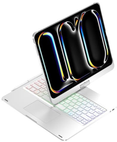Kaidisen Teclado giratorio 360° para iPad Pro 11 pulgadas (M4, 2024) con funda táctil y retroiluminación de 7 colores