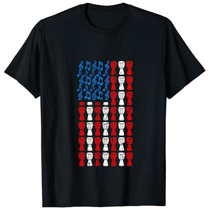 Djembe Amerikanische Flagge 4. Juli Männer Frauen Djembefola USA T-Shirt