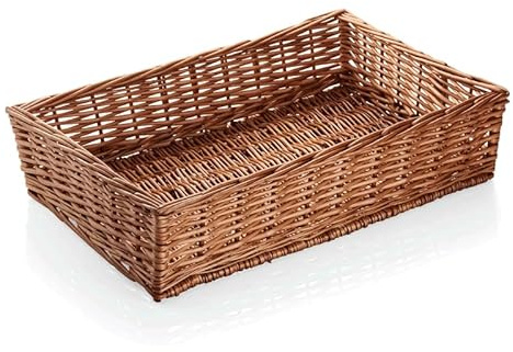 4 cesti per buffet rettangolari in vimini, marrone, 60 x 40 x 14 cm