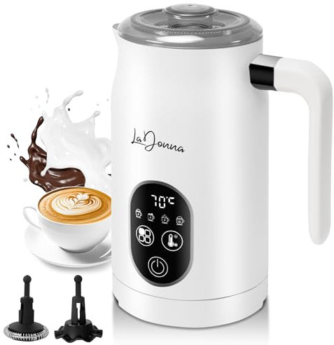 LaDonna Milk Frother Electric and Milk Steamer with 4 Functions - Hot Chocolate Machine - Milk Heater and Milk Frothers - Coffee Frother, Hot & Cold Chocolate Maker for Latte or Cappuccino (White)