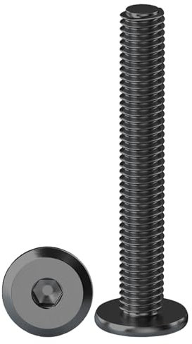 Drenky Tornillos de cabeza plana hexagonal, M8, negro, tornillos de cabeza alomada de acero inoxidable A2 V2A, rosca completa, M8 x 45 mm, 10 unidades