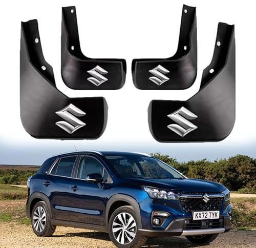GWWXM Parafanghi per Auto per Suzuki SX4 S-Cross 2022 2023 2024,con Emblemi Logo Paraspruzzi Auto Anteriore Posteriore Paraspruzzi Impermeabile Parafanghi Anticollisione Accessori Auto