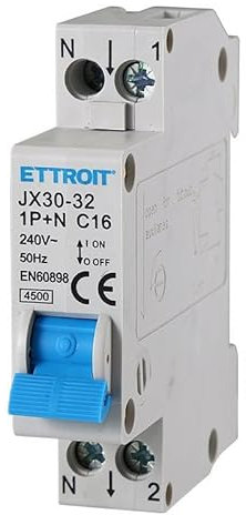IXTRIMA Interruptor magnetotérmico automático 1P+N 16A C16 220V 4.5kA, ocupa 1 módulo