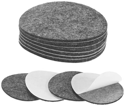 M METERXITY 10-Pack Lamp Base Felt, 2.5 Inch Dia. 2mm Thick Self Adhesive Round Fabric Felt Pads for Lamp/Furniture/DIY, Non-Slip Fiber Backed Patch Circles with Adhesive Backing [Grey]