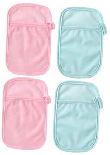 JOINPAYA Badehandschuh und Komfortablem Griff aus Baumwolle und Polyester 4 Stück mit Daumenring Sanftem Peeling Zufällige Farbe für Eltern und Shower Geschenk