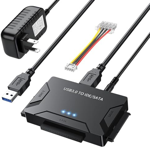 MaxRenard Hard Drive Reader USB 3.0 to SATA/IDE Adapter | Universal External Hard Drive Reader & Data Recovery Converter Kit for 2.5/3.5 HDD/SSD | with 12V/2A Power Supply