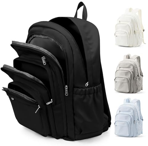 pectodox Zaini Scuola Superiore Ragazzo, Zaino Scuola Media Ragazza Waterproof, Zaino Università Donna PC 14 Pollici Leggero，Zaini Capiente Multitasche Uomo(Nero)