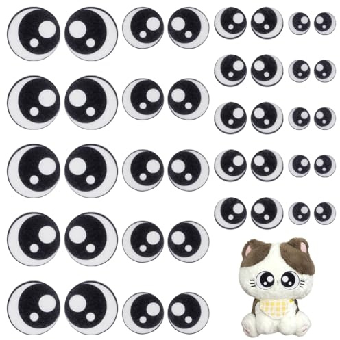 FINGERINSPIRE 20 Paar Filzaugen Applikationen Für Gehäkelte Kuscheltiere Und Plüschtiere 4 Größen Rund Schwarz Filzaugen Zum Nähen Aufnäher DIY Plüschtiere
