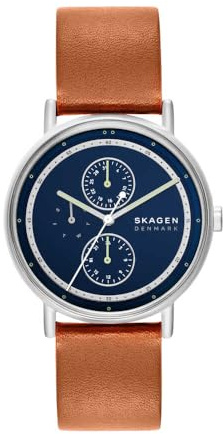 Skagen Signatur Uhr für Herren, Quarz Multifunktionswerk mit Edelstahl oder Lederarmband