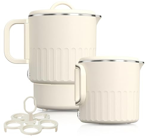 Bollitore pieghevole da 1 l, senza BPA, con regolazione automatica della temperatura e funzione di cottura continua, 600 W, bollitore da viaggio per campeggio, ufficio, casa