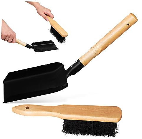 Yardenfun Kleines Schaufel Und Besenset Kaminreinigung Ascheschaufel Holzgriff Leichtes Brennofen Werkzeug Tragbar Für Haushalt Garten Feuerstelle