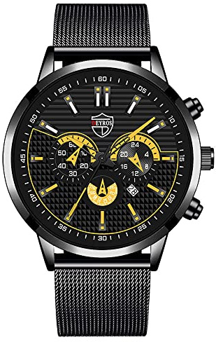 Herrklockor avslappnad rostfritt analog kvartsur män armbandsur klocka affärsdatum avslappnad klocka analoga klockor för pojkar, D, En storlek