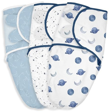 Soarwg Kids Pucksack Baby 0-3 Monate, 3er-Pack, Baumwolle | Galaxie Design. Verstellbarer Pucksack 0-3M. Atmungsaktiv. Waschbar. Oeko-Tex.