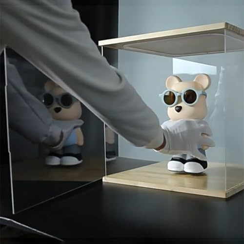 Vibeo Vetrinetta Espositiva Vetrina in Acrilico con Luce LED per Oggetti da Collezione, Vetrina Trasparente Antipolvere, Piccole Scatole Espositive per Minifigure(25x25x20cm(10x10x8))