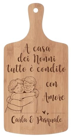 Butterfly Store Tagliere in Bambù Personalizzato - Incisione Frase con Dedica e Nomi per Nonni - Regalo perfetto per Festa dei Nonni, Compleanno, Natale - Idea Regalo Nonno - Idea Regalo Nonna