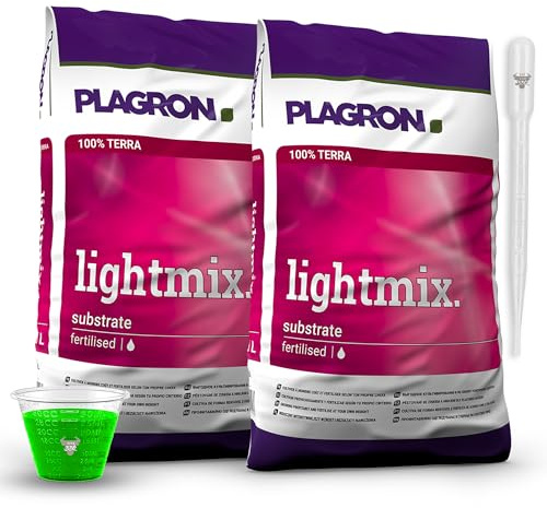 Plagron Lightmix 100L (2x50L) + Pipette & Messbecher – vorgedüngtes Substrat für kräftiges Wachstum
