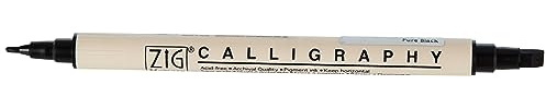 Zig Memory System Calligraphy Dual Tip Marker, Pure Black Pack of 6 (MS3400-010)