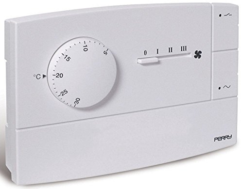Perry 1TPTE566B Termostato per Fan Coil da Parete, Bianco