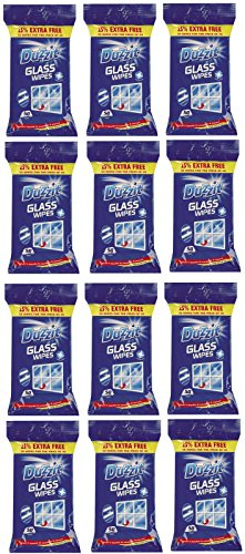 12 x Duzzit Glass Window Mirror Cleaning Wipes Pack Of 50