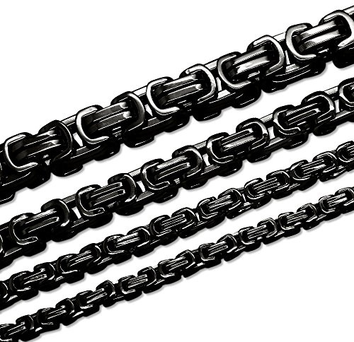 SoulCats® Königskette Halskette Armband Set Panzerkette Edelstahl schwarz