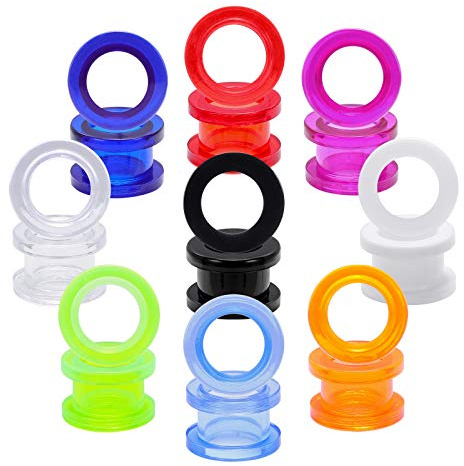 ZeSen Jewelry 9 Paare Klare UV-Acryl Schraube Doble Flared Ohrstöpsel Ear Tunnel Expander Ear Gauges Piercing (Gauge=1/2(12mm))