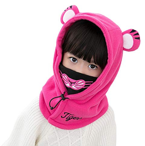Xiang Ru Winter Warm Kind Sturmhauben Mütze Schlupfmütze Schals Kapuze Schalmütze Schnee Hut Rosa