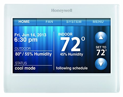 Honeywell TH9320WF5003 Wi-Fi 9000 Color Touch Screen Programmable Thermostat, 3.5 x 4.5 Inch, White, 'Requires C Wire (Renewed)