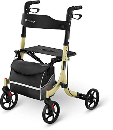 Uniprodo UNI_ROLL_04 F Rollator faltbar champagne Leichtgewichtrollator Gehhilfe klappbar