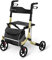 Uniprodo Deambulatore Rollator per Anziani UNI_ROLL_04 DF (Champagne, 136 kg, Alluminio, Borsa per la Spesa, 4 Ruote)