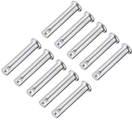 sourcing map 10 Stück Steckbolzen Einloch Gabelbolzen 8mm x 40mm Splintstift Flach Kopf verzinkter Stahl Lochbolzen