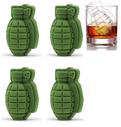 JZK 4 x Silikon 3D Granate Ice Cube Formen Eiswürfelform Eiswürfelbehälter Eiswürfelform zum Whiskey Scotch Cocktails Kaffee Fruchtsaft und Getränke