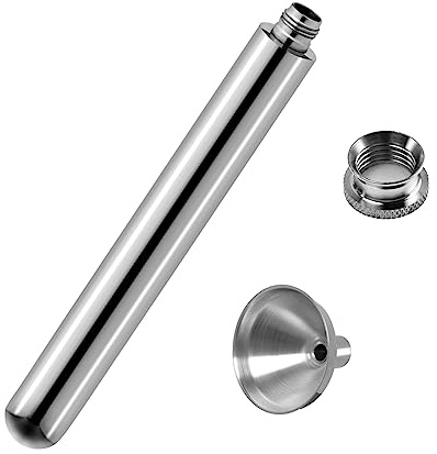 RAYNAG 2 oz Mini Metal Flask with Funnel, Slim Stainless Steel Tube Flask for Liquor, Pocket Cylinder Hip Flask for Women, Men