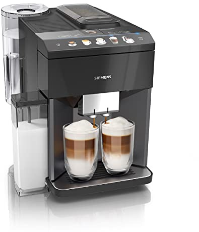 Siemens, machine à café tout automatique, EQ.500 integral, aromaDouble Shot, système autoMilk Clean, ceramDrive, affichage coffeeSelect, oneTouch DoubleCup, Noir saphir métallique, TQ505R09