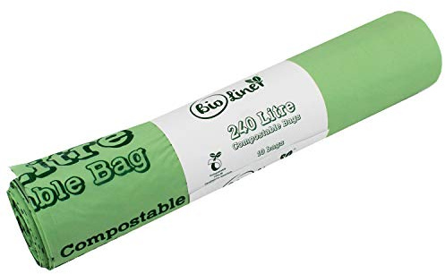 10 x 240L BioLiner Compostable Bags for Large Wheelie Bins (1 roll) Food Waste Bin Liners - EN 13432 - Compostable 240L Large Wheelie Bin/Dustbin Bags with Composting Guide