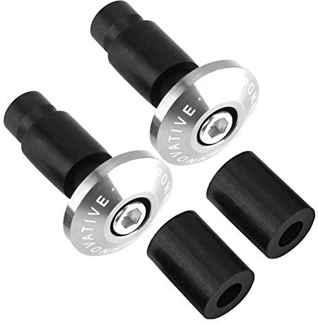 EVGATSAUTO Motorcycle Bar End Plug Cap,1 Pair 22mm 7/8inch Handlebar Grips Bar End Plugs Caps Aluminum Motorcycle Handlebar End Slider Plug Caps for Racing ATV Offroad (Silver) motorbike grip ends