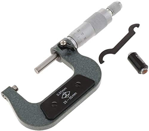 SGerste 25-50mm Solid Metal Frame Carbide Tip Premium Outside Micrometer Accurate Easy Operate External Micrometer