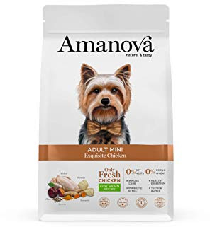 Amanova Super Premium 100% natürliches trockenes Mini-Hundefutter für Erwachsene - 2 kg - frisches Hühnerfleisch - Getreidearm - hypoallergen - frei von Grausamkeiten