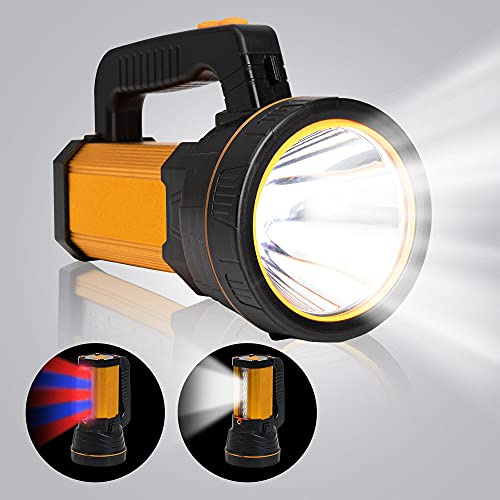MAYTHANK Super Bright LED-Taschenlampe, USB, wiederaufladbar, groß, 4 Batterien, 10.000 mAh, 6.000 Lumen, tragbar, hohe Leistung, Handprojektor, Reflektor, Camping-Taschenlampe