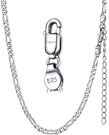 Silvora Chaine Collier en Argent 925 Massif Homme Femme Prénom Personnalisé 55 cm 3mm Chaîne Maille Figaro Fine pour Pendentif pour Homme Femme Bijoux Cadeau Noël Anniversaire avec Boîte