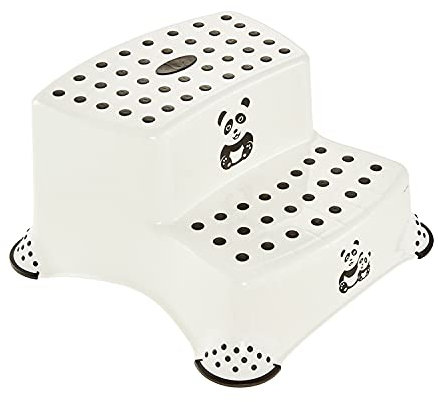 keeeper Panda Zweistufiger Tritthocker, Ab ca. 3 bis ca. 14 Jahre, Anti-Rutsch-Funktion, Igor, Weiß, Einzelartikel