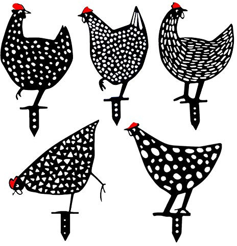Winmany 5pcs Chicken Yard Art Garden Stake Chicken Yard Signs Hollow Out Animal Shape Stand Decoration Ornaments for Outdoor Gardens Backyards Lawns