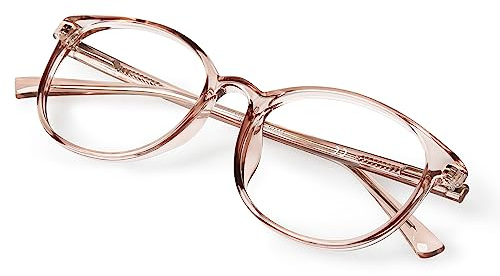 FONHCOO Blue Light Blocking Glasses Women Men Computer Eyeglasses,TR90 Fashion Round Transparent Anti Blue Light Glasses with Anti Eyestrain & UV Glare for Gaming & Reading