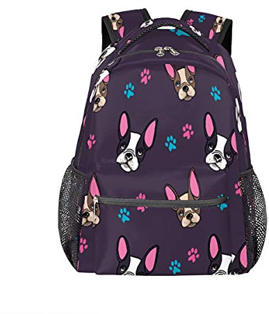 Rucksack mit Porträts und Fußabdrücken von Welpen, personalisiertes Muster, Büchertaschen, Freizeitrucksack für Teenager, Jungen und Mädchen, Rucksack, Laptop, athletisch, Outdoor, Camping, Reisen,