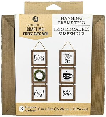 Hampton Art Wood Rustic Frame 6 X 6 Hanging Trio With White Insert, Wood Plaque, Sign Blank, Blanks, Wooden Plaques, Blank Signs For Crafts, Wooden Sign Blank, Planks For Crafts