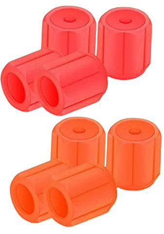 Ronyme 4X Autoreifen Ventilkappen, Fluoreszierende Staubschutz Fahrradreifenkappen für Fahrradfahrzeuge+4X Autoreifen Ventilkappen, Fluoreszierende Staubschu, Orange